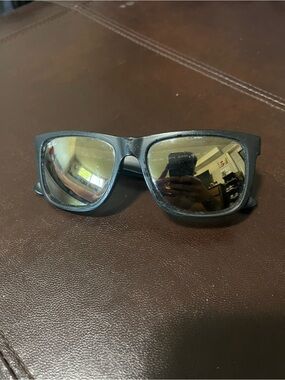 Ray-Ban Justin Black Frame Sunglasses with Gold Mirror Lenses